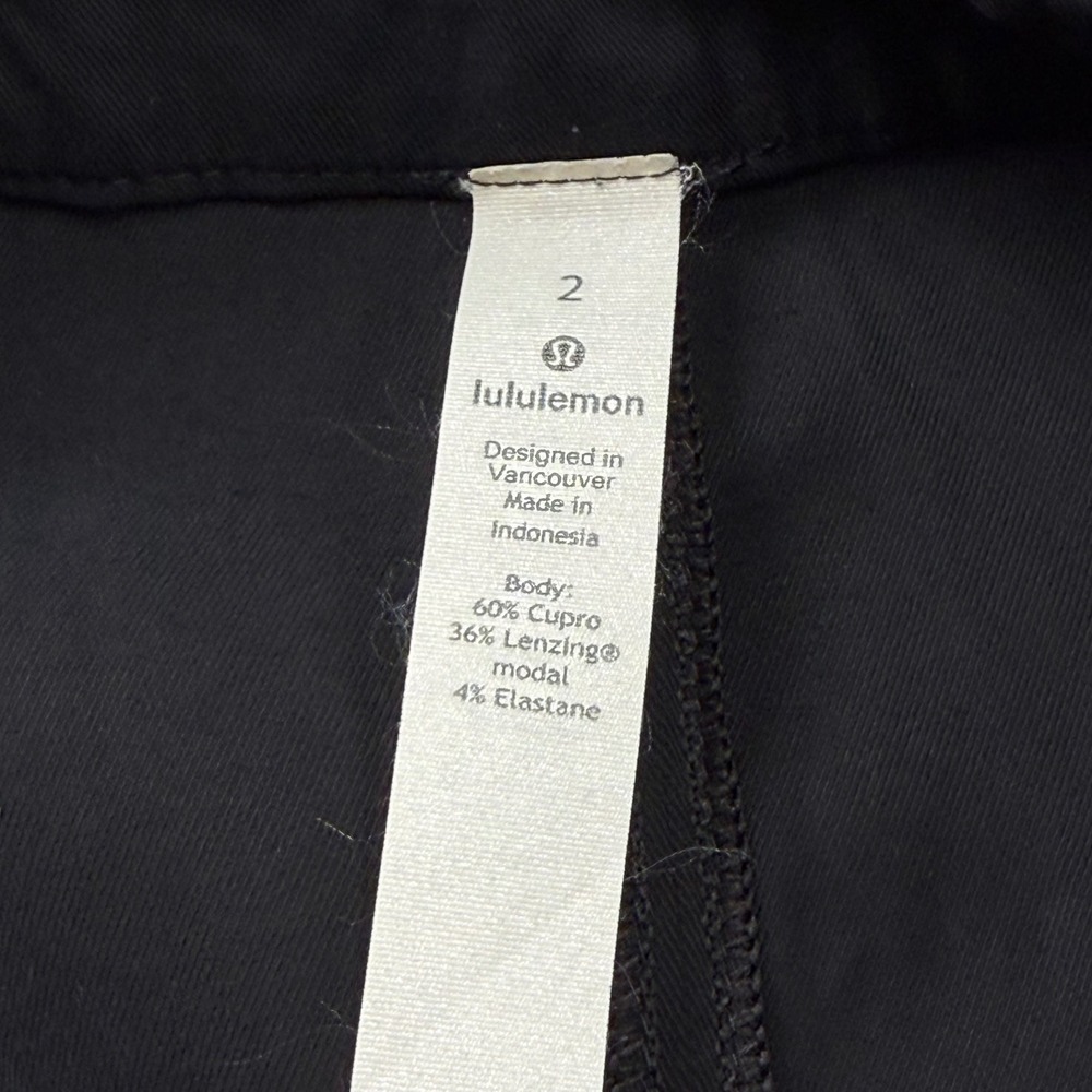 Lululemon Perfectly Poised Shirt Dress Black Cupro Tie Waist Size 2 - Picture 3 of 7